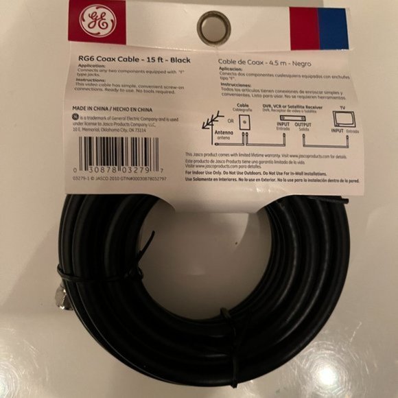 ChatGPT said:  New GE RG6 Coaxial Cable 15 ft (4.5m) (x) - Picture 2 of 3